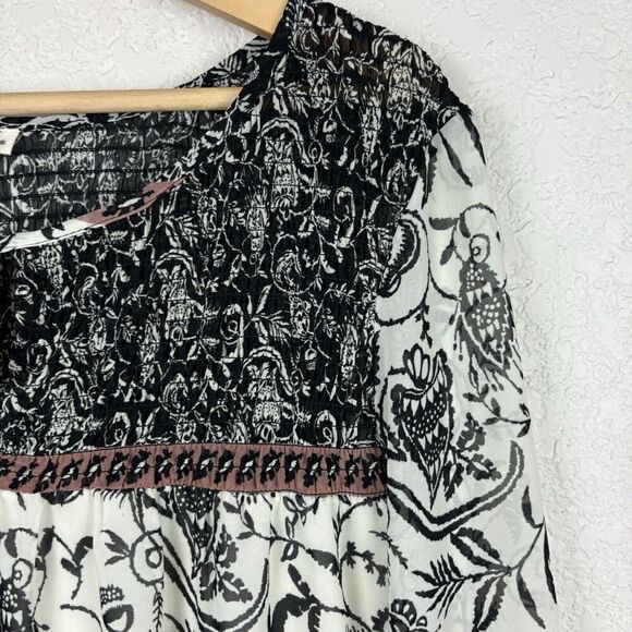 Lovestitch Mixed Print Floral Boho Black White Women’s Dress Size Medium Artsy - Picture 2 of 8